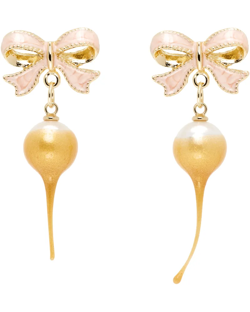 OTTOLINGER Gold Bow Pearl Earrings Gold