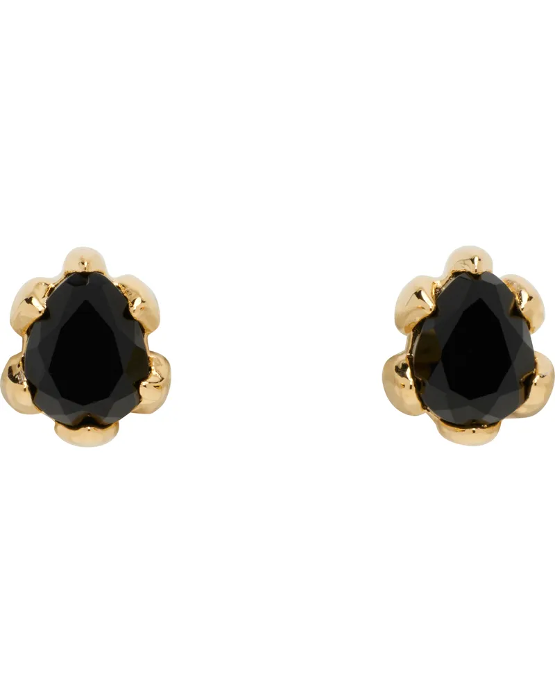 Stolen Girlfriends Club Gold Micro Onyx Stud Earrings Gold