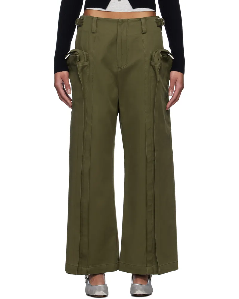 Fax Copy Express Khaki Vertical Pocket Cargo Pants Olive