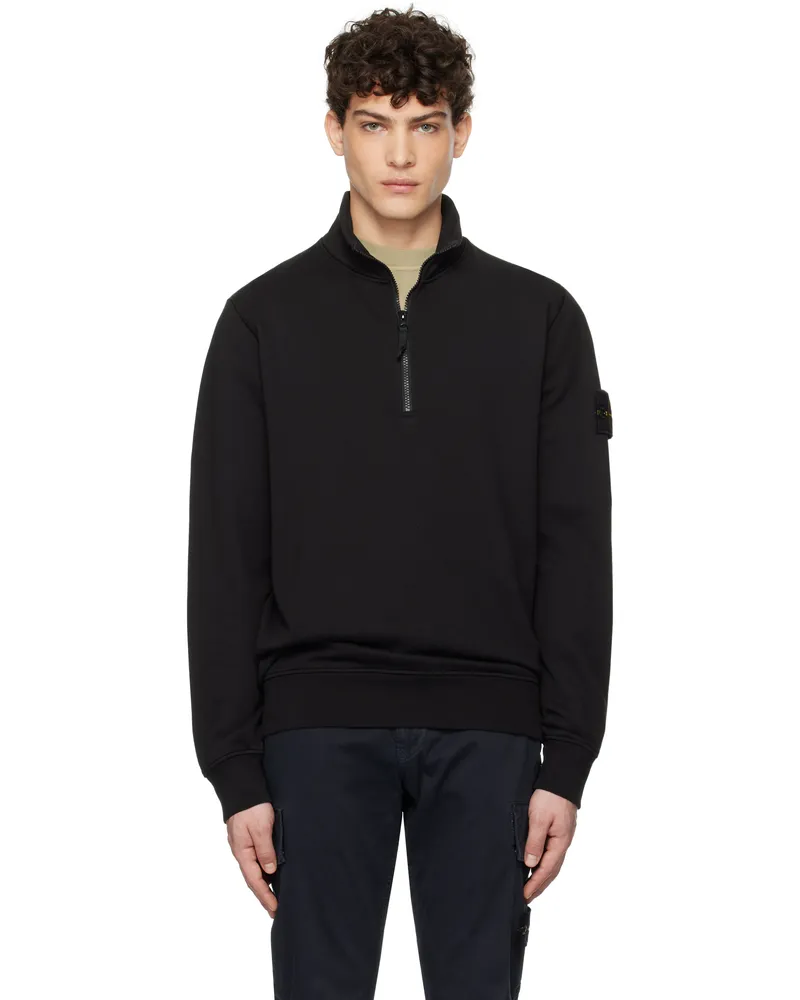 Stone Island Black Organic Cotton Fleece Sweatshirt A0029