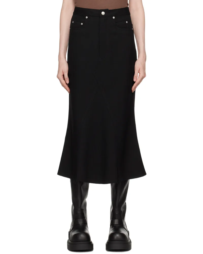 Rick Owens Black Porterville Godet Midi Skirt 09