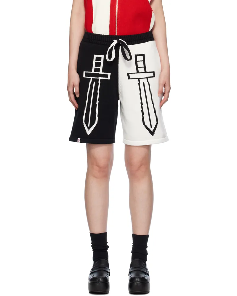 Charles Jeffrey Loverboy Black & White Heraldry Shorts Black