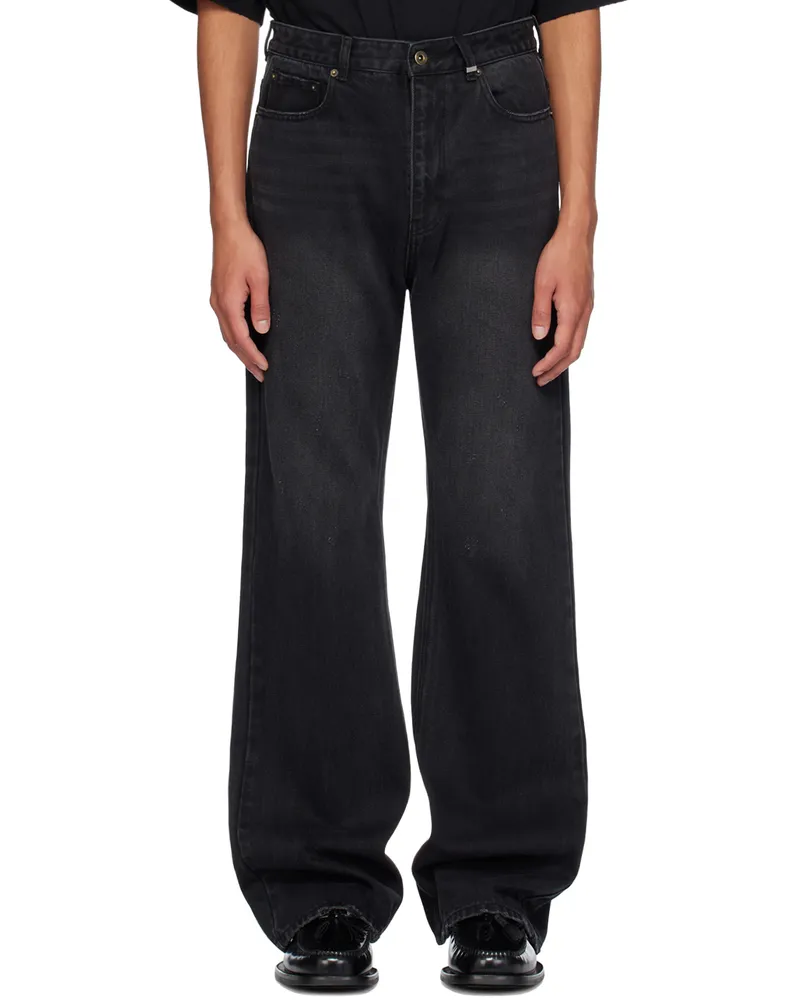 WE 11 DONE Black Bootcut Jeans Black