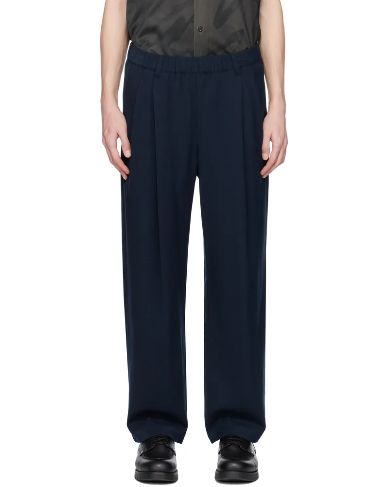 Dime Navy Pleated Twill Trousers Charcoal