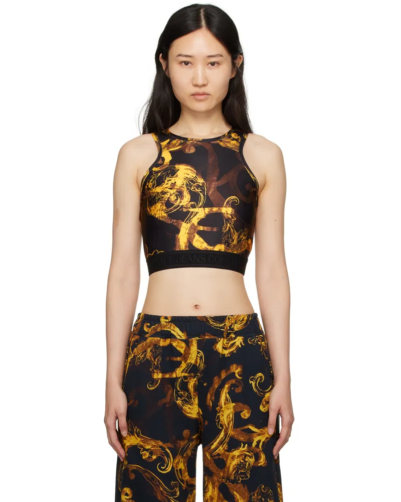 Versace Jeans Black Printed Tank Top Eg89
