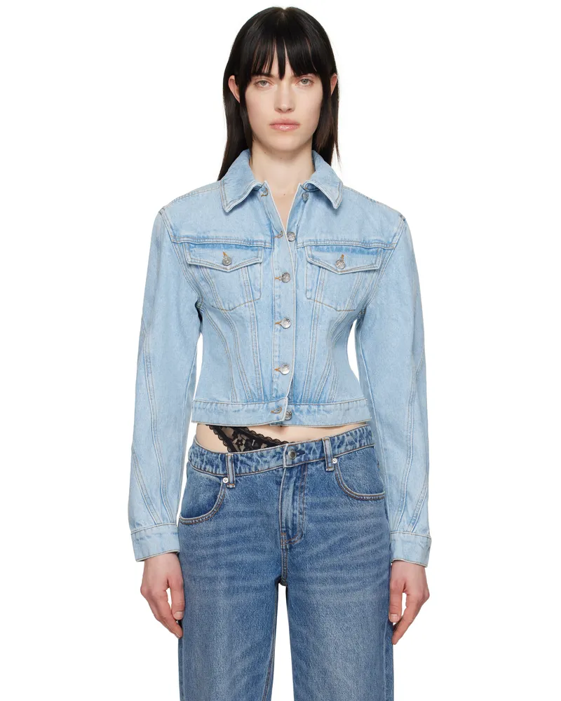 Thierry Mugler Blue Paneled Denim Jacket 6048