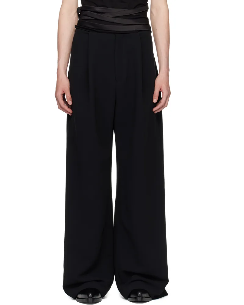 AARON ESH Black Waistbandless Wide Crêpe Trousers Aess25tr06m