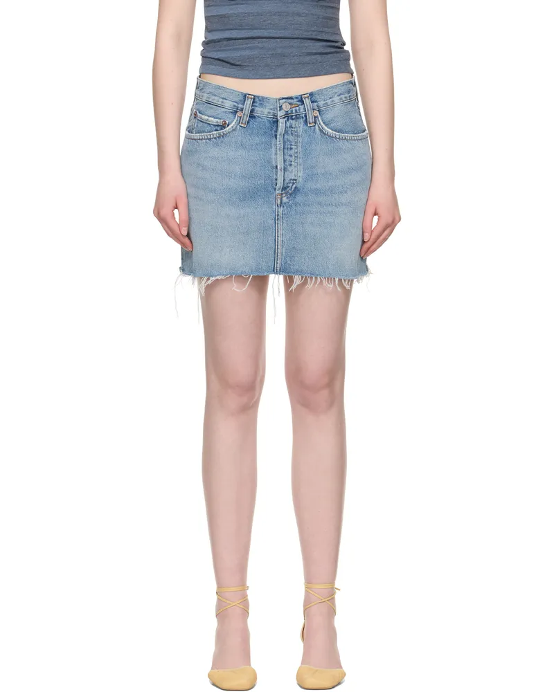 AGOLDE Blue V-Waist Denim Miniskirt Force