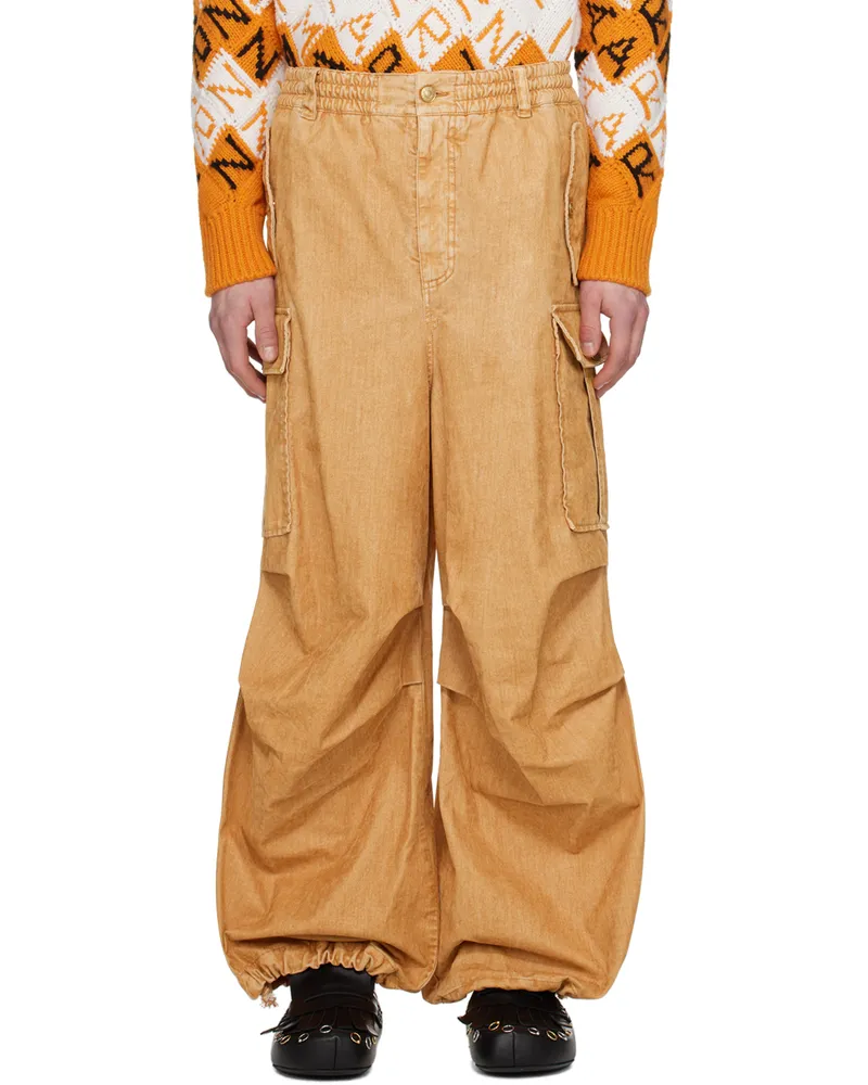 Marni Tan Loose-Fit Denim Cargo Pants Fdw29