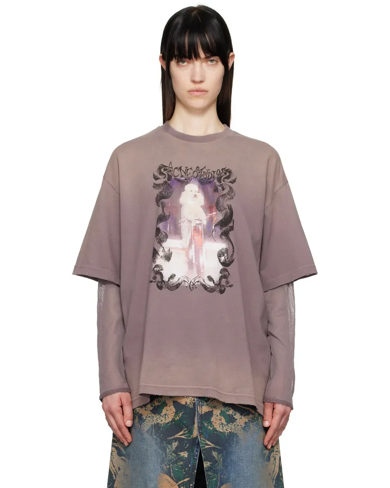Acne Studios Purple Layered Print T-shirt Cjd