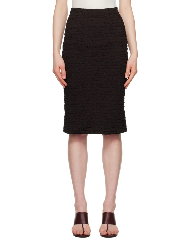 Jil Sander Brown Shirring Midi Skirt 201