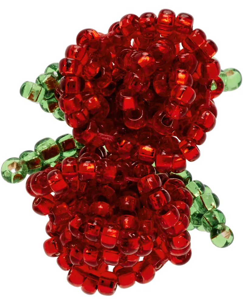 PURA UTZ Double Rose Ear Stick Single Earring Red