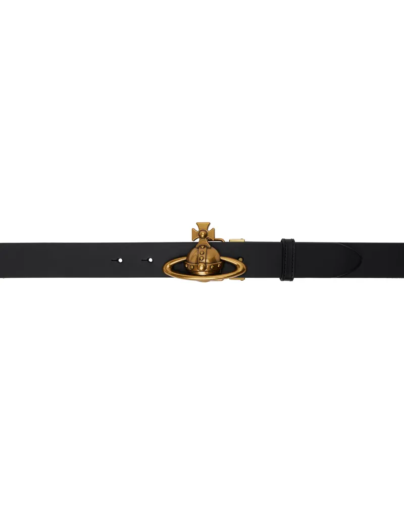 Vivienne Westwood Black Orb Buckle Belt Ss25-n401