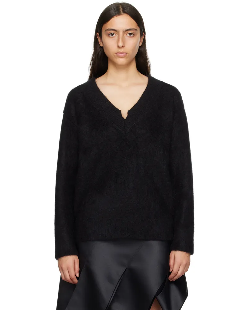 WE 11 DONE Black V-Neck Sweater Black