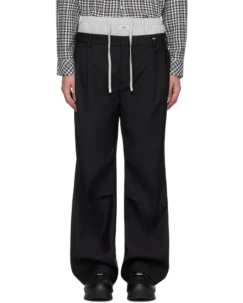 C2H4 Black & Gray Lounger Layered Pants Gray