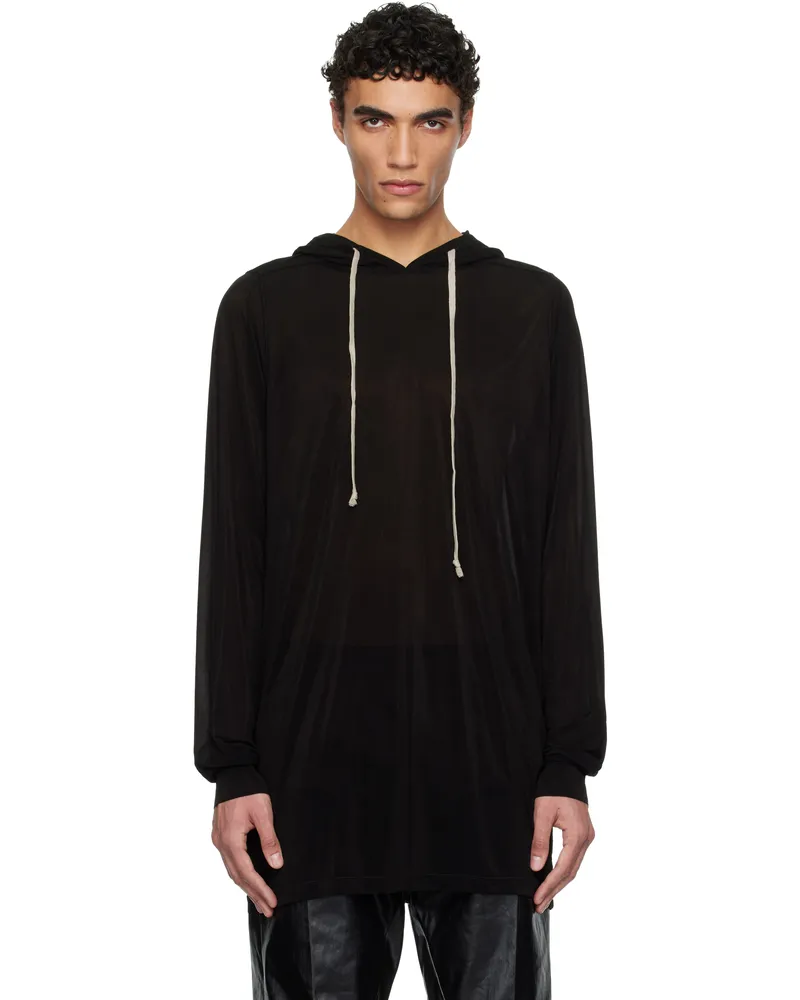 Rick Owens Black Hollywood Stretch Cupro Jersey Hoodie 09