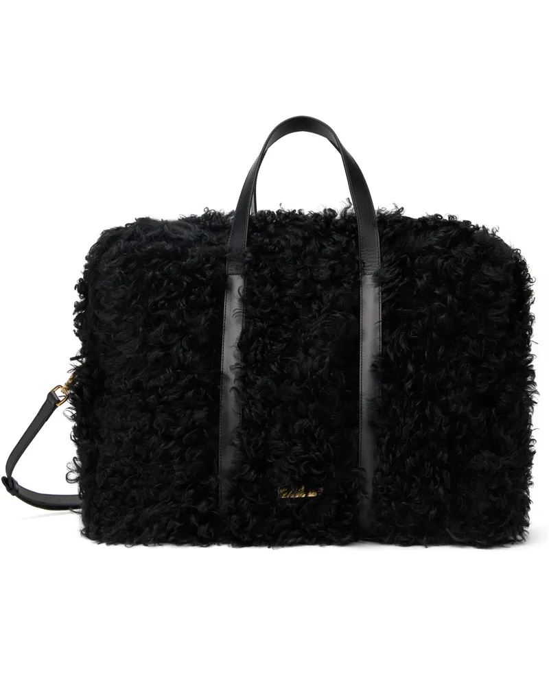 Ernest W. Baker Black Shearling Duffle Bag Black
