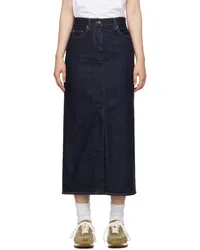 Loulou Studio Indigo Rona Denim Midi Skirt Raw