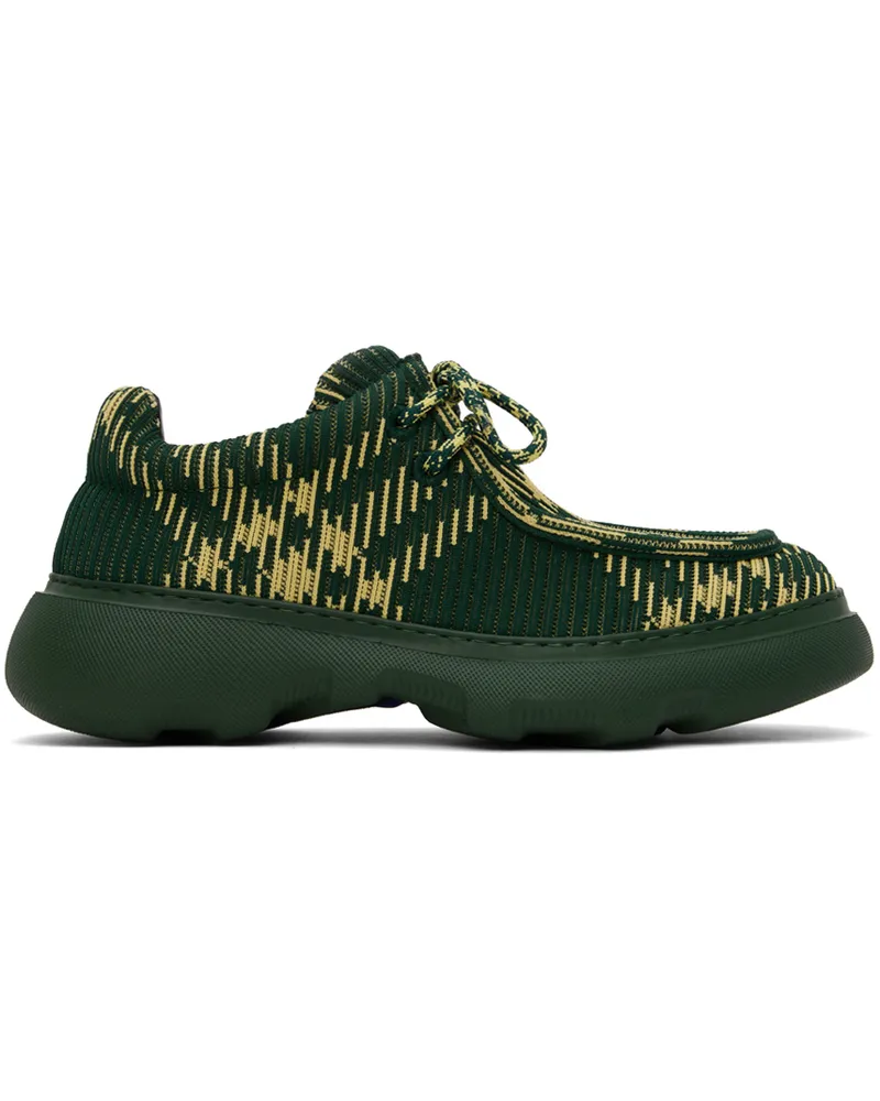 Burberry Green & Yellow Check Woven Creeper Derbys Primrose