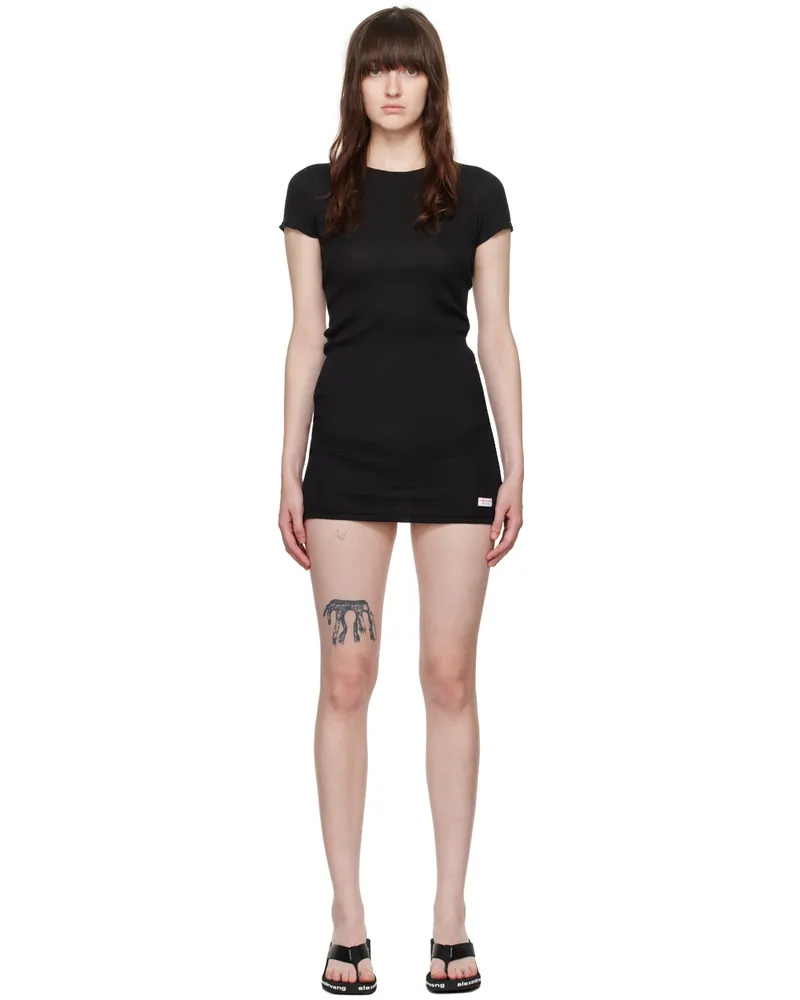 Alexander Wang Black Logo Patch Minidress 001