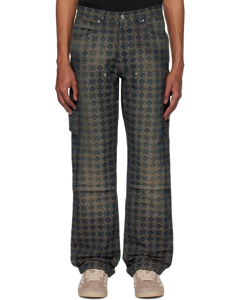 Amiri Navy & Tan MA Quad Jacquard Carpenter Jeans Midnight