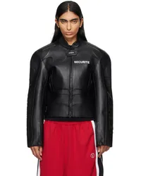 VETEMENTS Black Securite Motorcross Leather Jacket Black