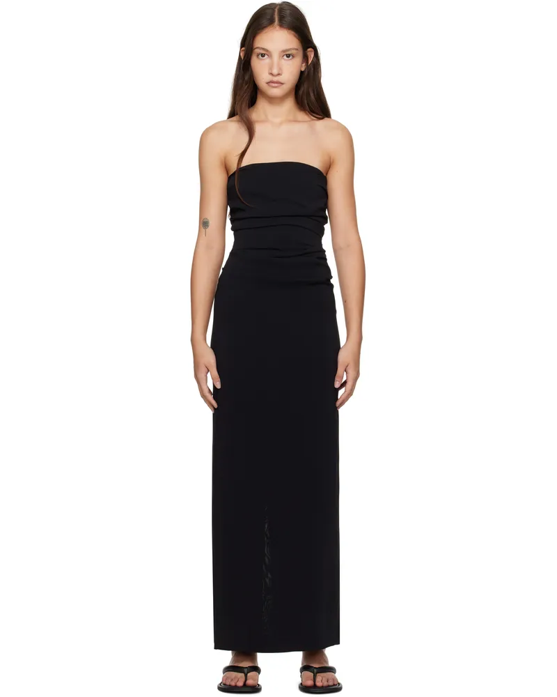 St. Agni Black Strapless Tie Back Maxi Dress Black