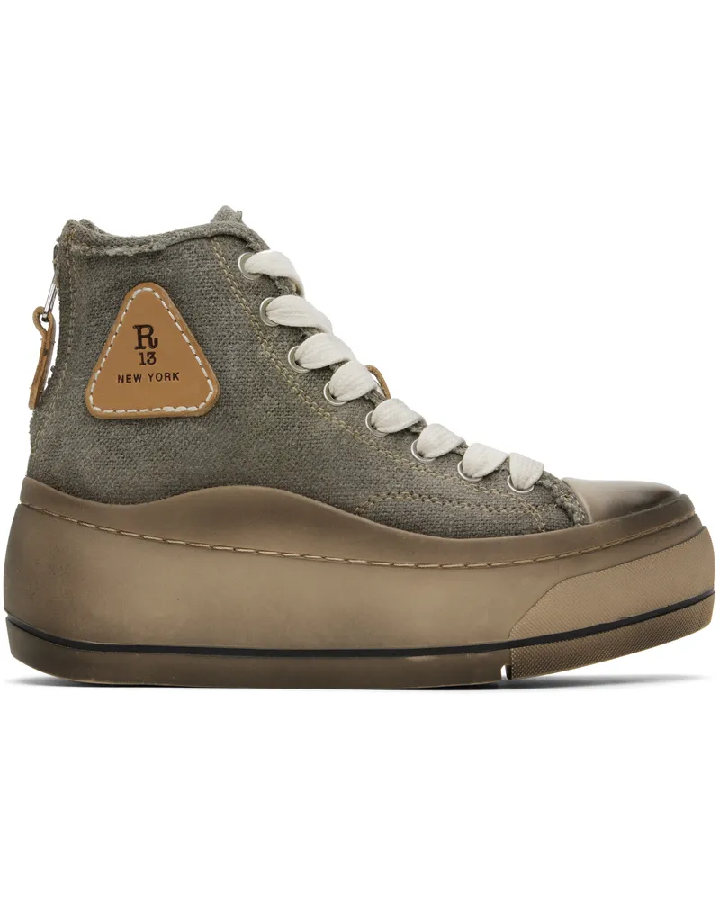 R13 Khaki Kurt High Top Sneakers Washed