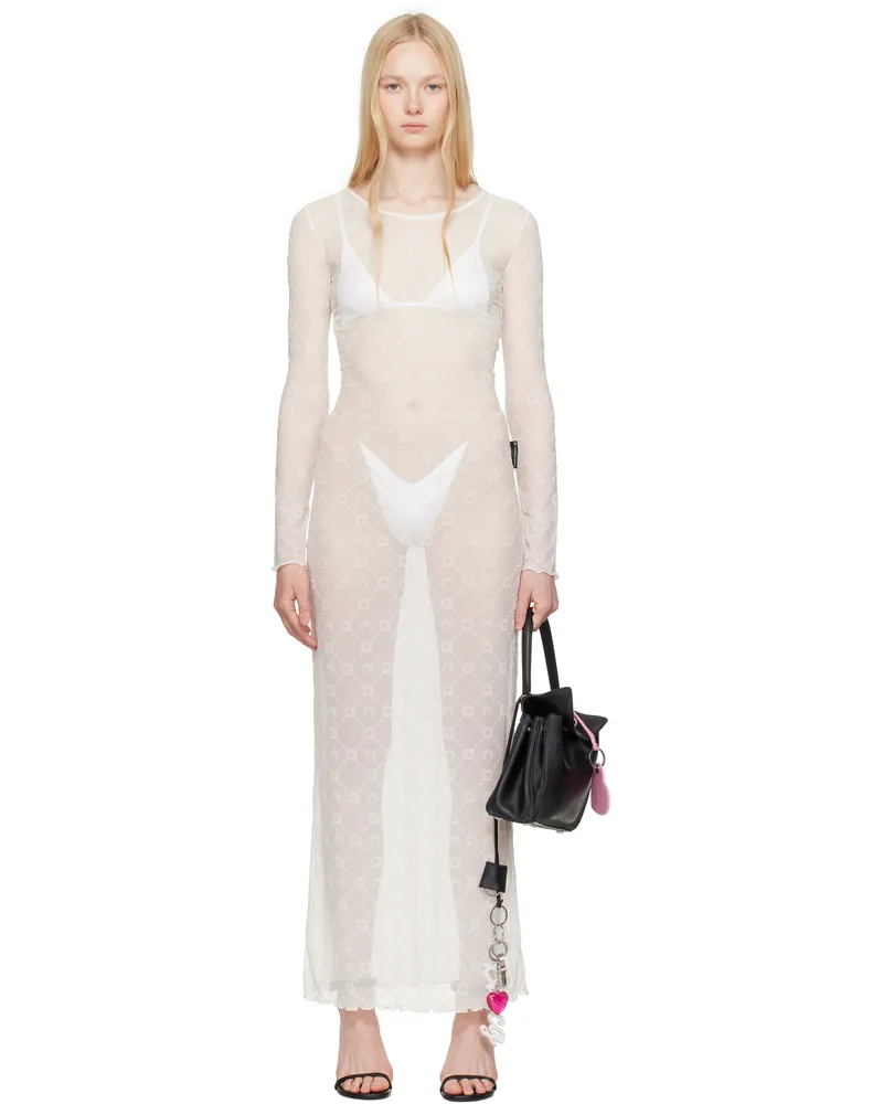 Marine Serre White Moonogram Mesh Flock Maxi Dress Wh20