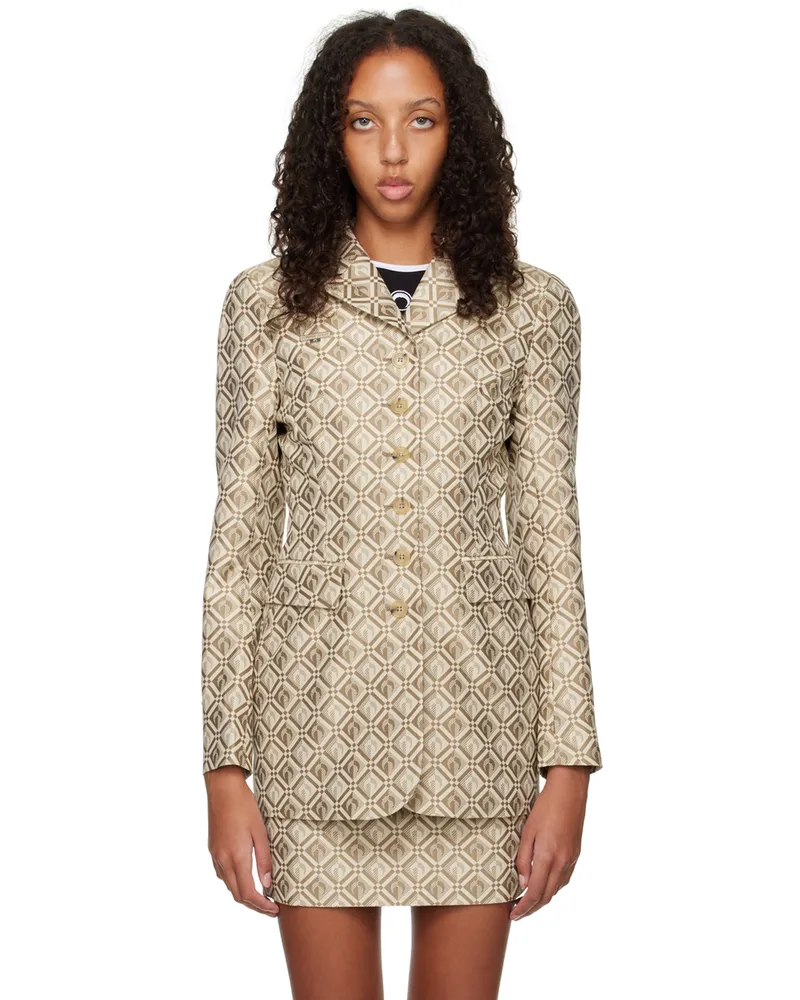 Marine Serre Beige Jacquard Blazer 09