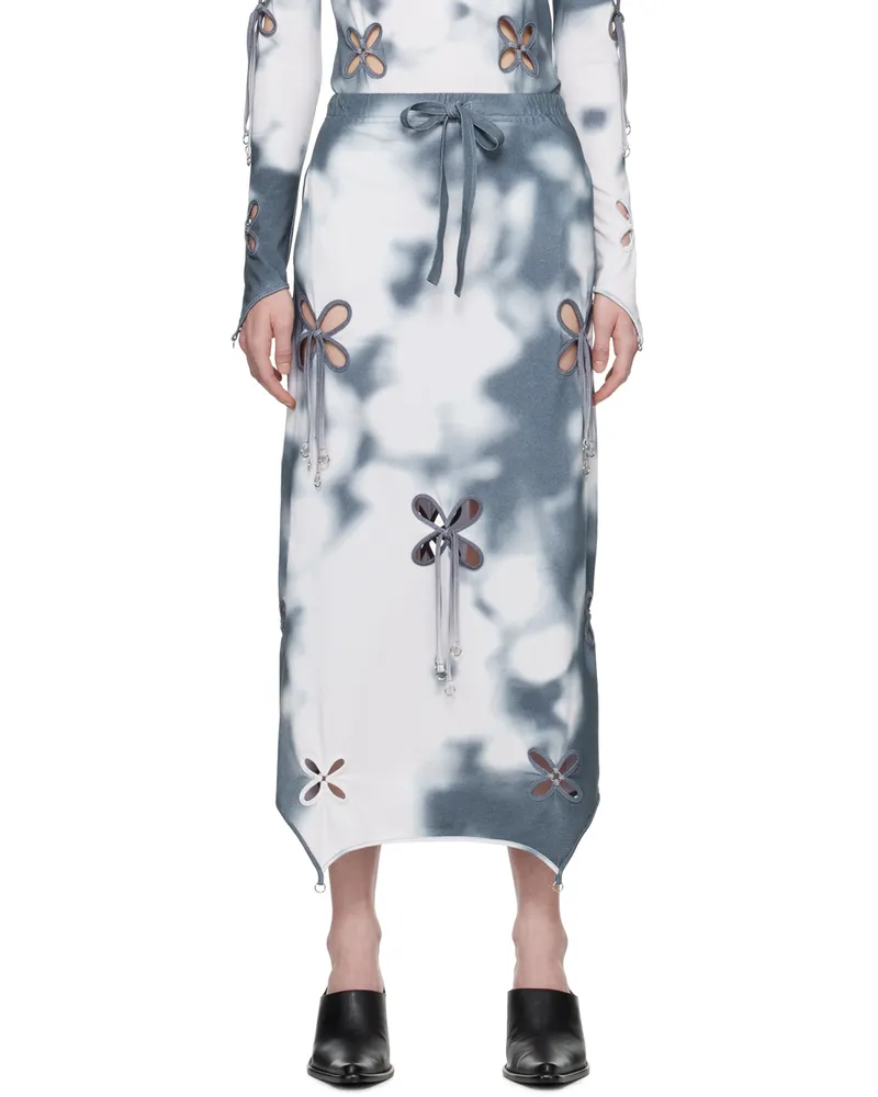 J.KIM White & Gray Jester Midi Skirt White