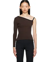 Courrèges Brown Single-Shoulder T-Shirt Coffee