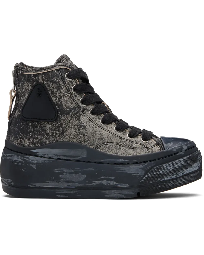 R13 Gray & Black Kurt High Top Sneakers Distressed