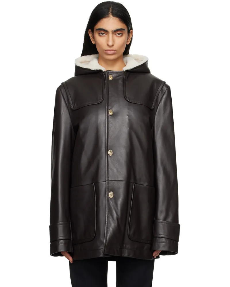 Wales Bonner Brown Thought Leather Jacket Brown