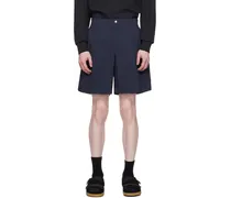 Navy Pleated Shorts