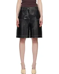 STAND Black Rue Leather Shorts Black