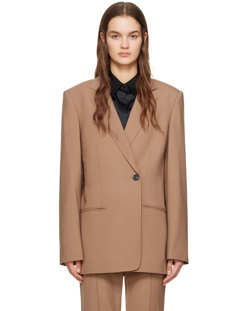 Helmut Lang Brown Single-Double Breasted Blazer Dune