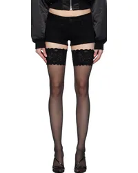 Thierry Mugler Black Low-Rise Denim Shorts Black