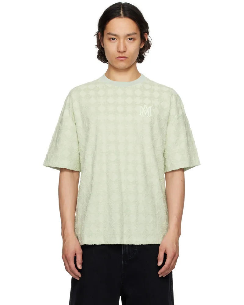 Amiri Green MA Quad Toweling Oversized T-shirt Pale