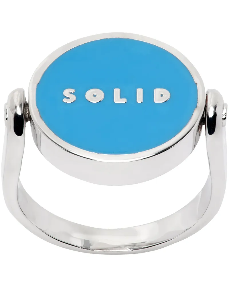 SOLID HOMME Silver & Blue Solid Round Ring 944l