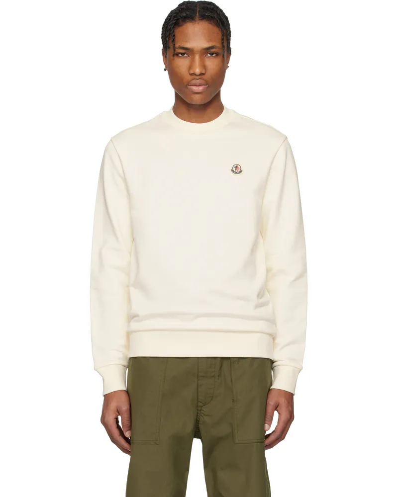 Moncler White Logo Patch Cotton Sweatshirt 34