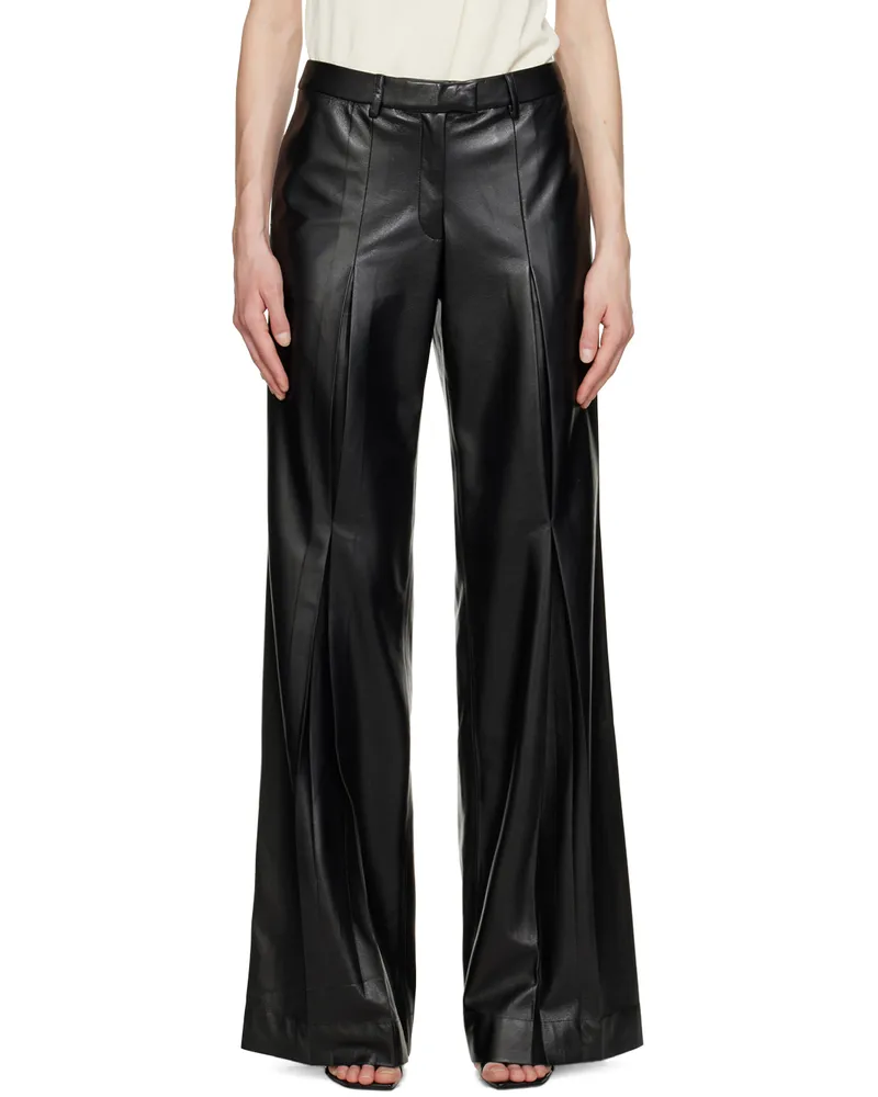 Aya Muse Black Vortico Faux-Leather Trousers Black