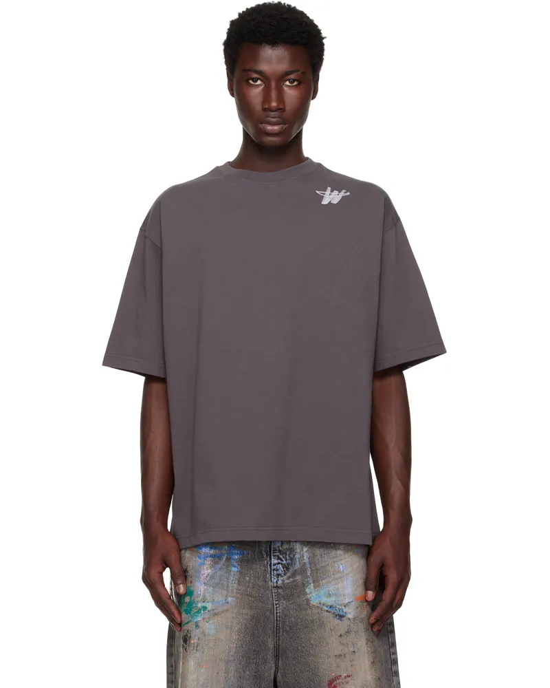 WE 11 DONE Gray 'WD' Logo T-shirt Charcoal
