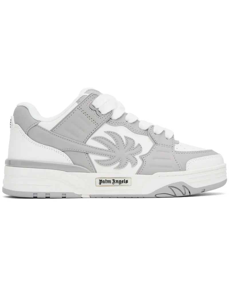 Palm Angels White & Gray Venice Leather Sneakers White