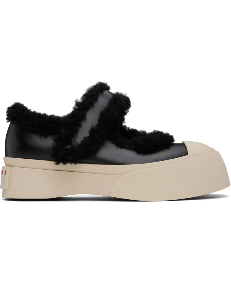 Marni Black Mary Jane Pablo Shearling Ballerina Flats 00n99