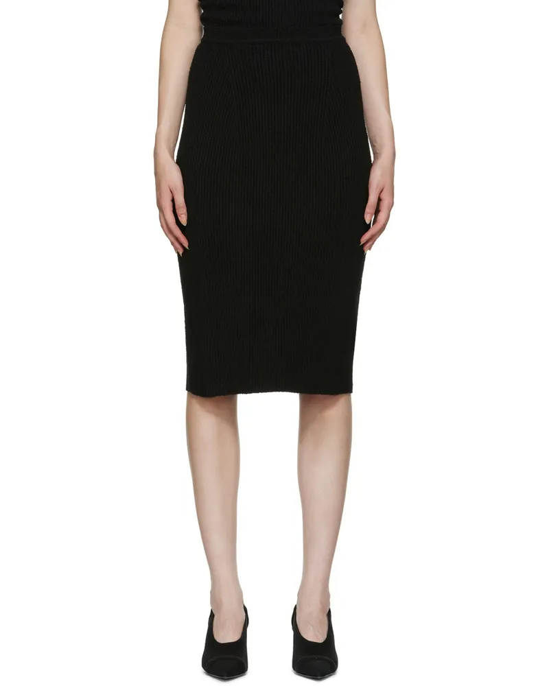 WARDROBE.NYC Black Cotton Midi Skirt Black
