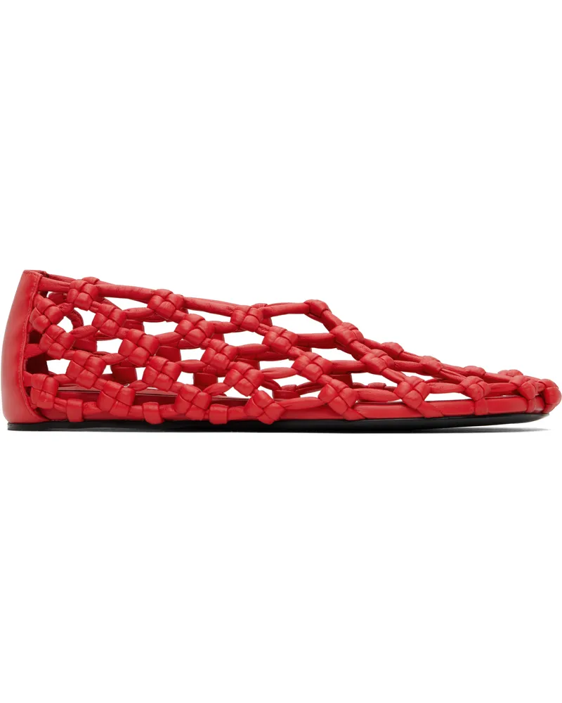 Jil Sander Red Hand-Knotted Ballerina Flats 620