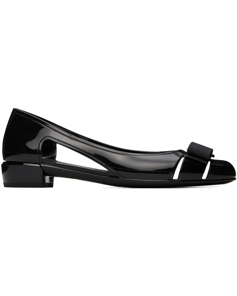 Ferragamo Black Jelly Ballerina Flats 001