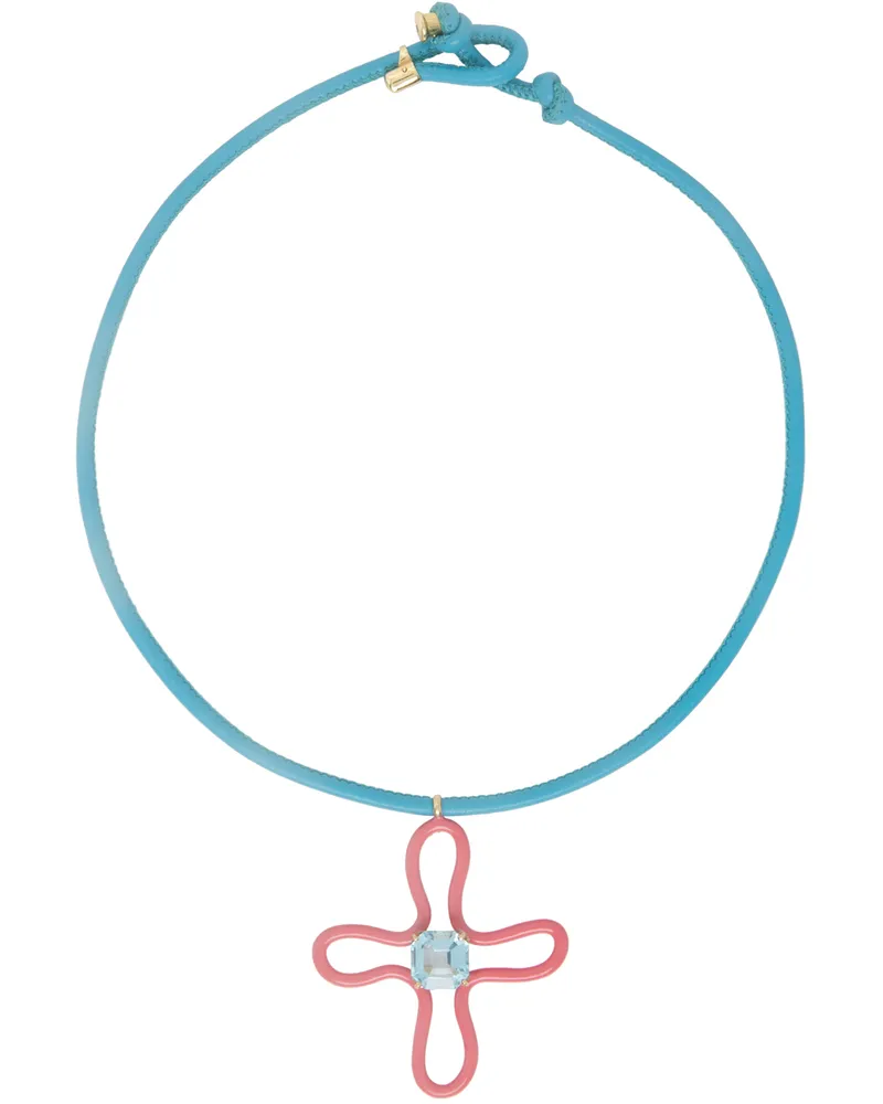 Bea Bongiasca Pink & Blue Pop Choker & Lucky Flower Pendant Necklace Pink