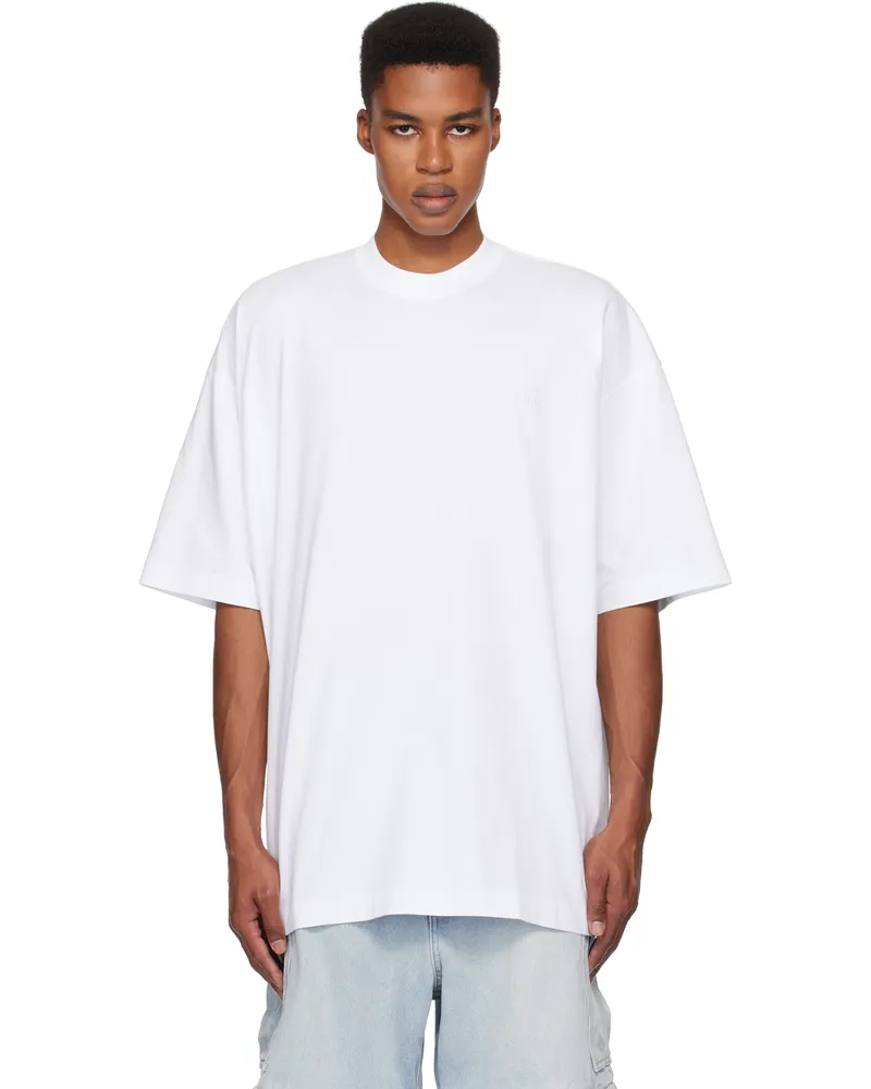 VETEMENTS White Embroidered Logo Oversized T-shirt White